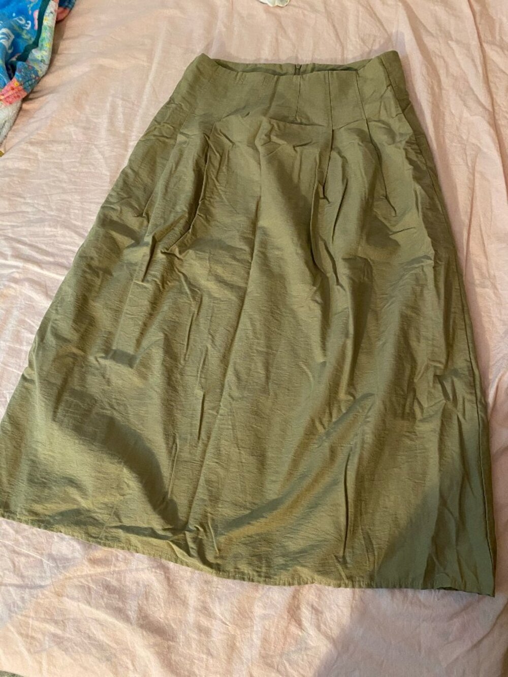 Monika DW Women's M Olive Green Midi Skirt High Waist Minimalist Casual